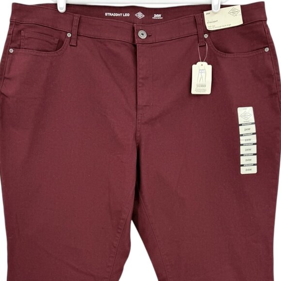 St. Johns Bay Women's Stretch Straight Leg Mid-Rise Burgundy Pants Plus 24W NWT - Picture 3 of 11